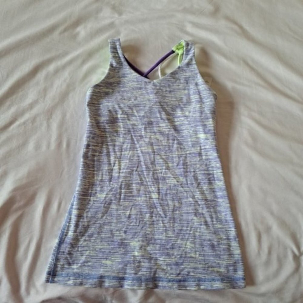 Ivivva girls size 8 tank top purple & lime VGUC
